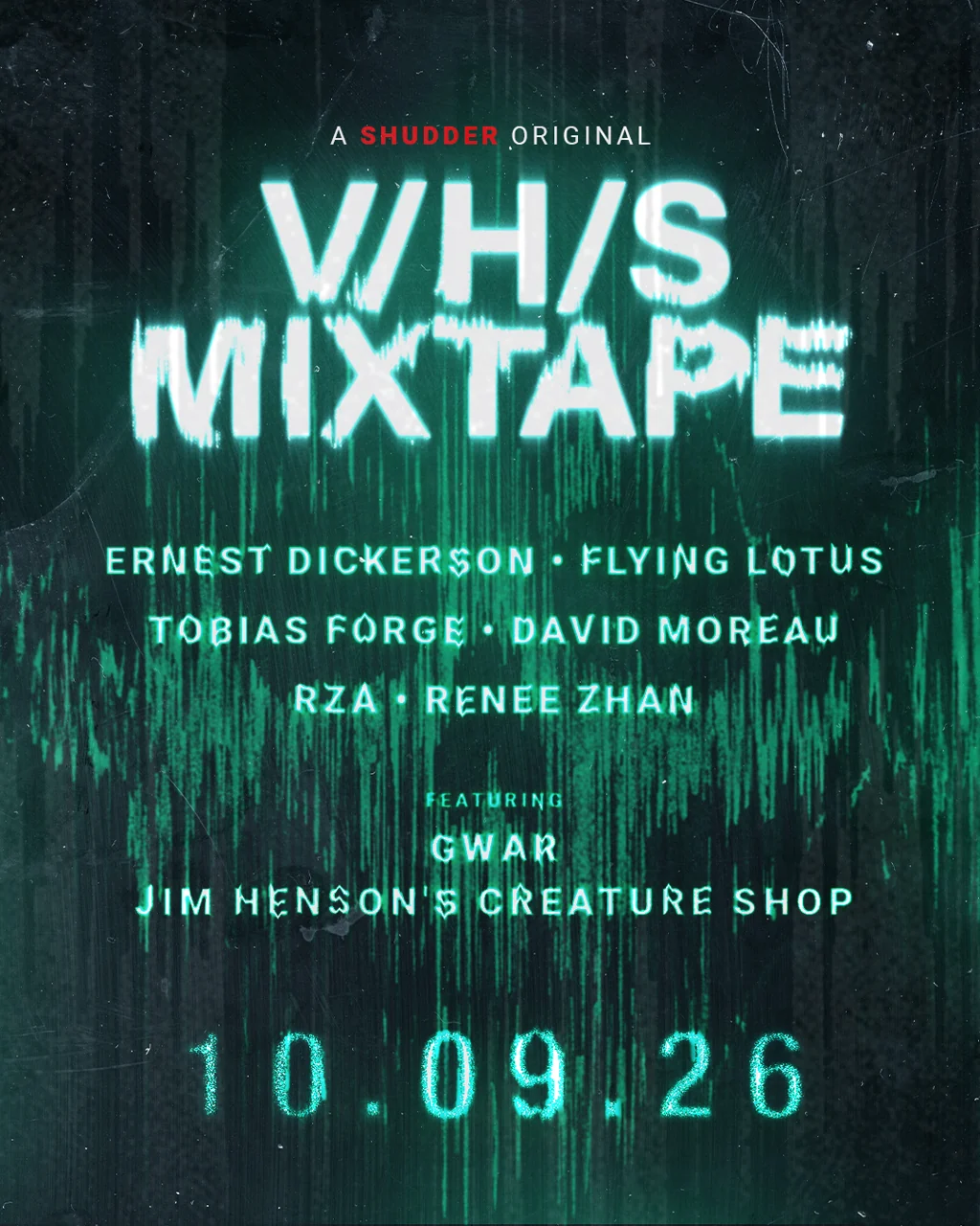 Arte promocional oficial de V/H/S/MIXTAPE publicado por Shudder